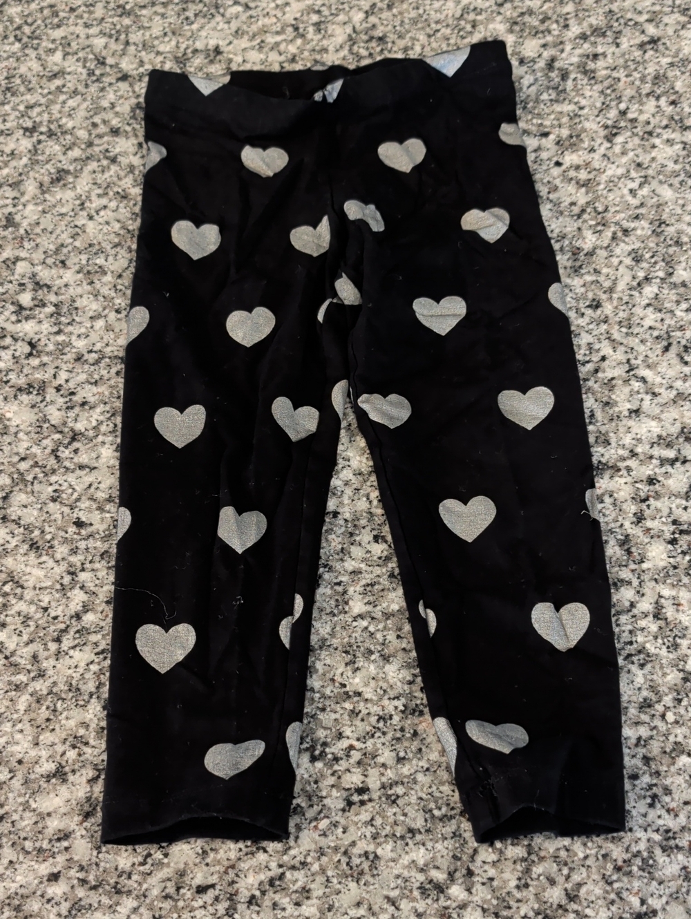 Flowers by Zoe Black Leggings with Silver Heart Print